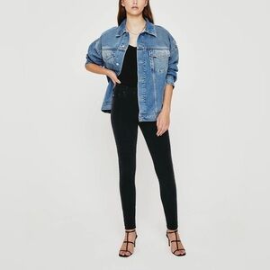 AG Farrah Skinny Ankle High-Rise Cords Midnight Black